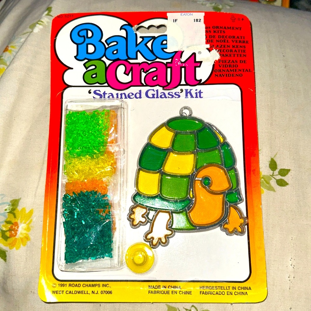1991 Bake a Craft stained glass kit - Turtle.  In original packaging